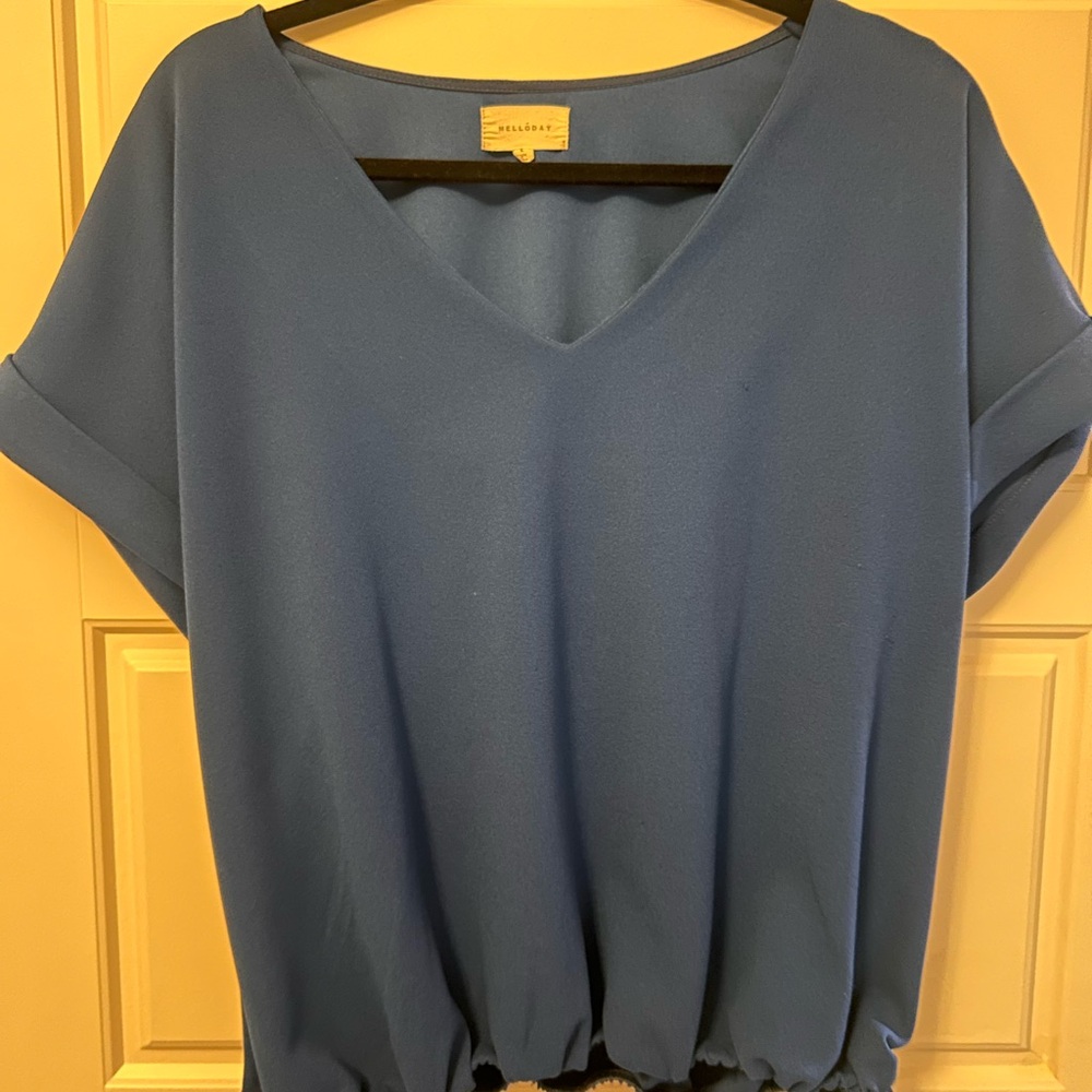 MELLODAY Blue V-Neck Blouse